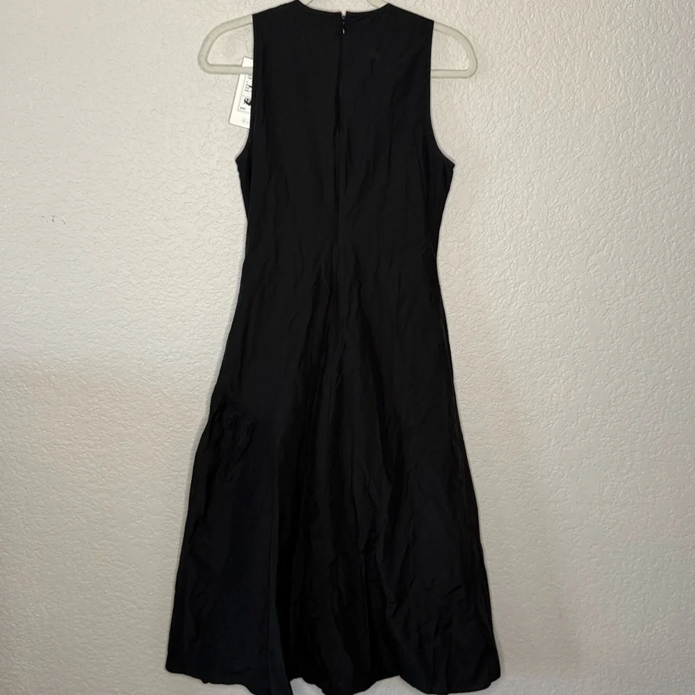 NWT Theory Asymmetrical Ruched Tank Dress Size 2 Black Chic Classic Quiet Luxury - Picture 5 of 7